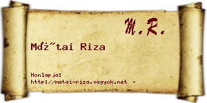 Mátai Riza névjegykártya